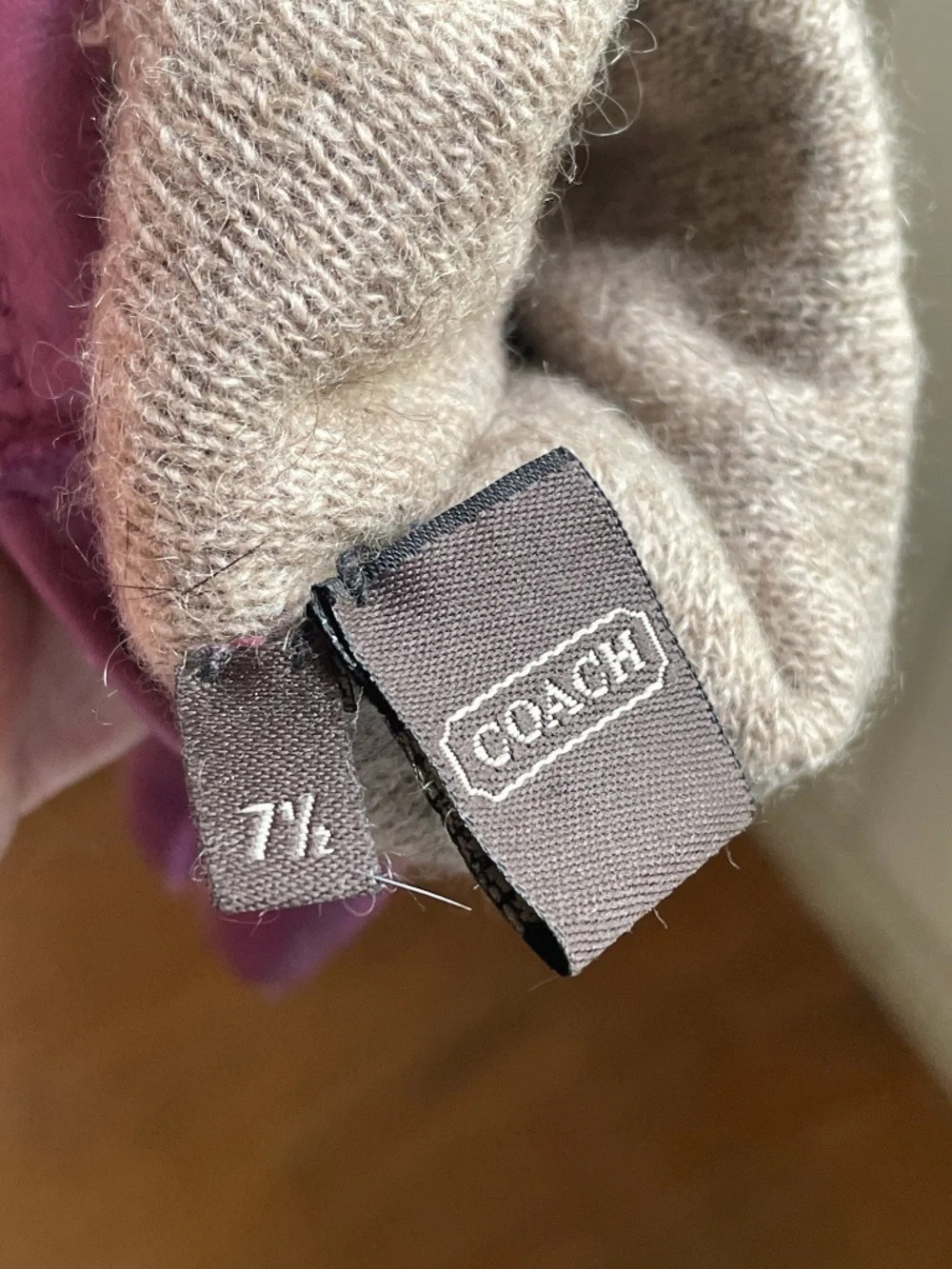 Coach Leather & Cashmere Gloves Purple Long Sz 7.5